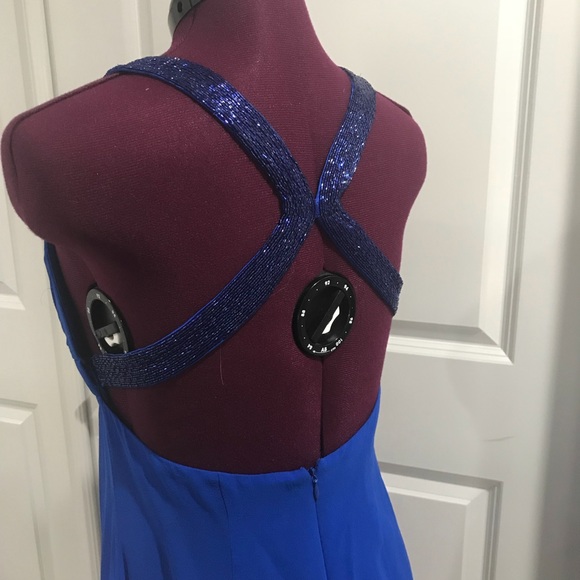 CACHE Flowy royal blue chiffon dress - Picture 5 of 8